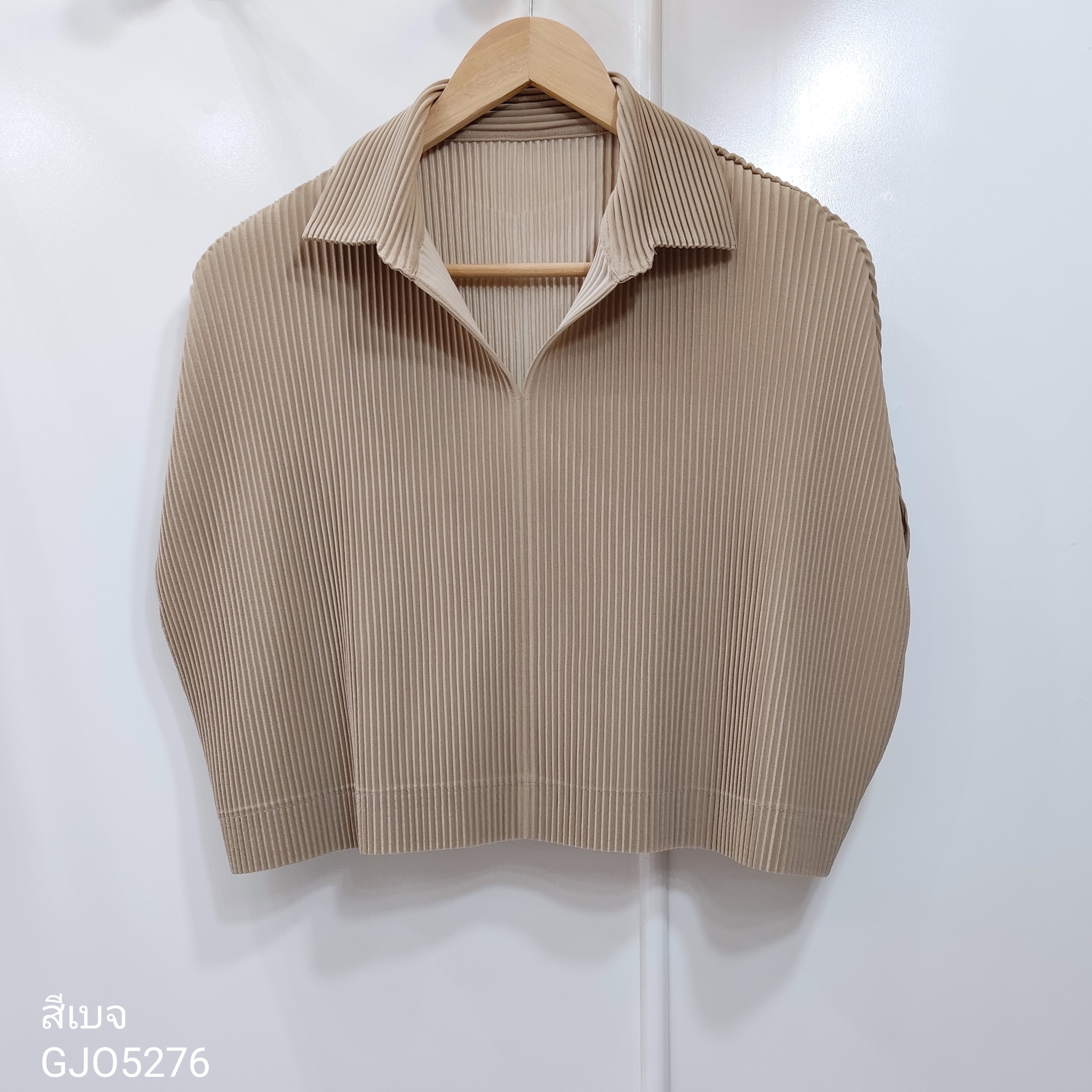 2MUAY รุ่น GJO5276 เสื้อคลุมพลีทคุณภาพ THICK COLLAR CAPE PLEATED CARDIGAN 7 สี FREE SIZE