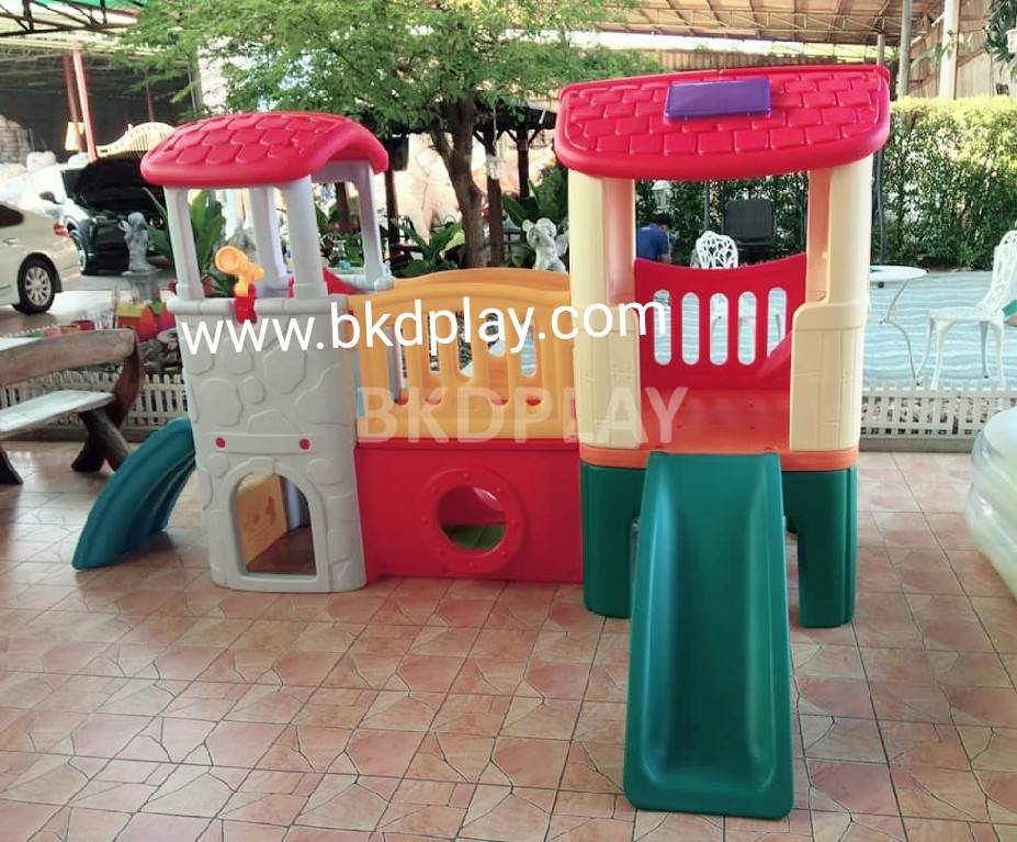 โปรโมชั่นเครื่องเล่นสนามกลางแจ้ง-ในร่มบ้านน้อยสองชั้นราคาโปรโมชั่น 16,000 บาท ,สนามเด็กเล่นราคาถูก,บ้านสไลเดอร์, สไลเดอร์พร้อมปีนป่าย, บ้านน้อยสองชั้น ,กระดานลื่นบ้านมีสไลเดอร์ ,บ้านกระดานลื่นพลาสติก
