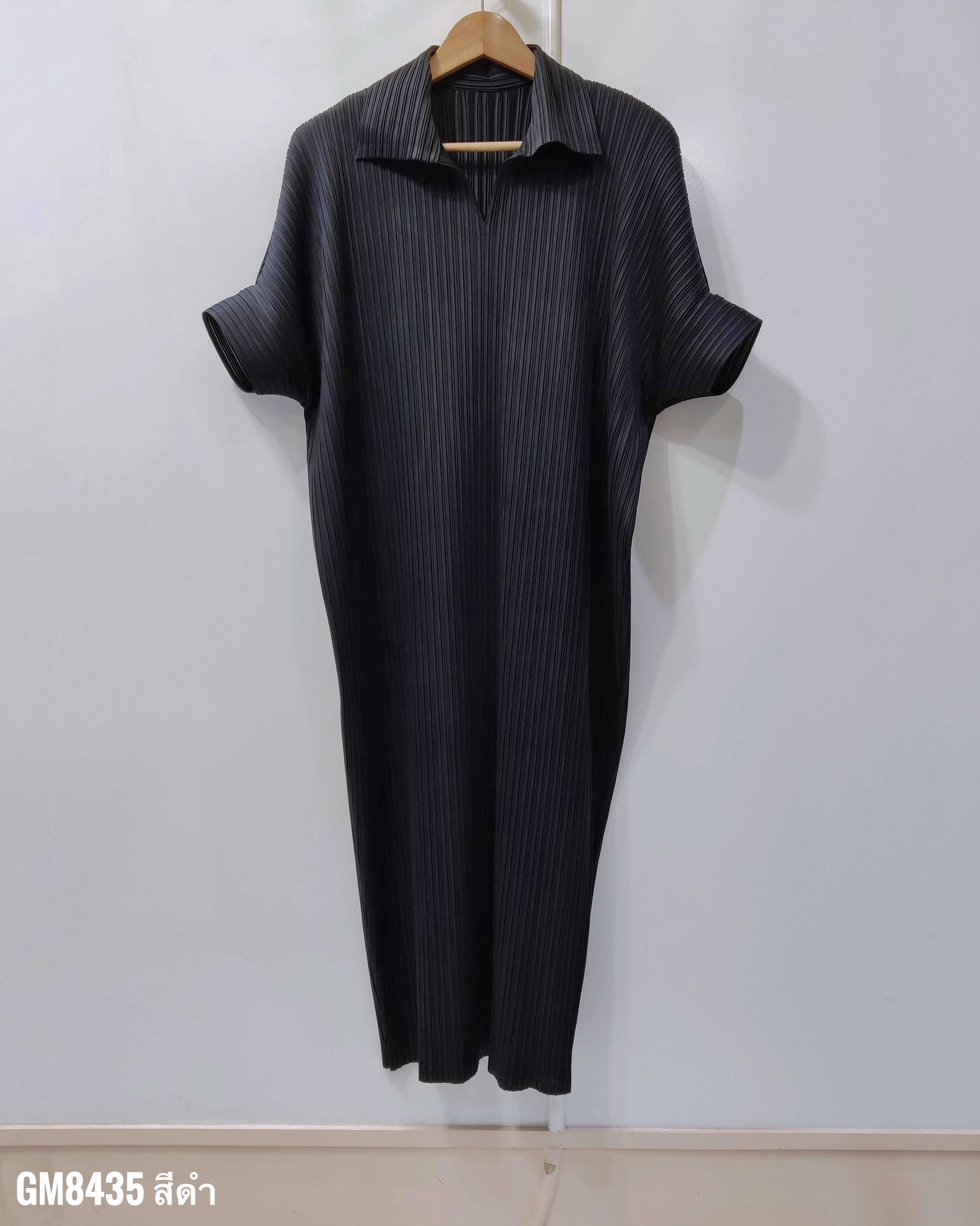 ยาว 43.5 นิ้ว 2MUAY รุ่น GM8435 เดรสอัดพลีท POLO SHORT SLEEVE PLEATED DRESS 2 สี FREE SIZE