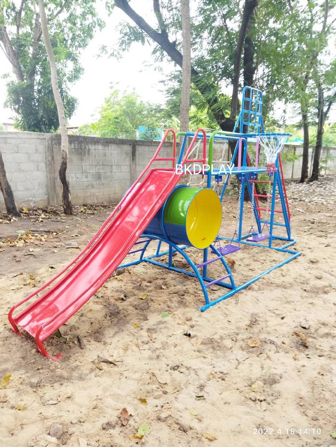 ชุดรวม H เครื่องเล่นสนามแบบเหล็ก ประกอบด้วยสไลเดอร์ชิงช้าปีนป่ายแป้นบาส (ถักเล็ก) , เครื่องเล่นสนามกลางแจ้ง , OutdoorPlayground,ผลิตเครื่องเล่นสนาม,เครื่องเล่นงบสพฐ.ประชารัฐ ราคาโรงงาน