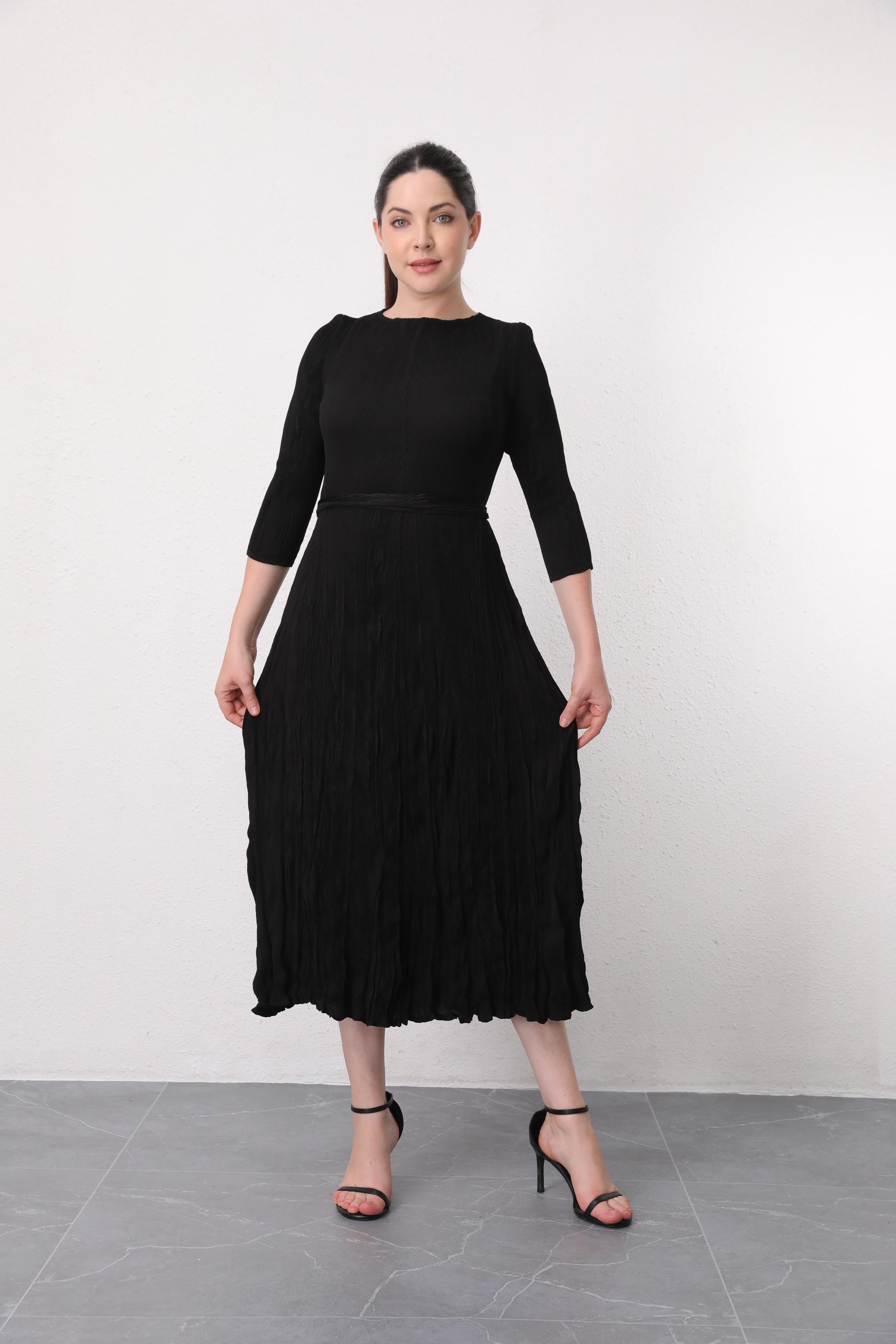 2MUAY รุ่น GA92140 เดรสอัดพลีท LONG SLEEVE CRINKLE PLEATED DRESS 6 สี FREE SIZE