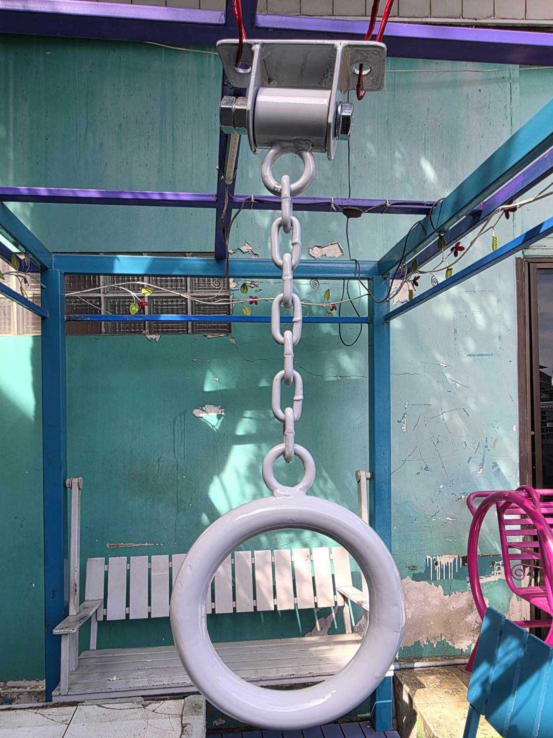 อะไหล่ห่วงโหนพร้อมโซ่ ขนาดห่วง 17 ซม. ความยาวโซ่ 20 ซม. อะไหล่เครื่องเล่นสนาม ห่วงพร้อมโซ่ ตะขอ โซ่ พร้อมส่ง