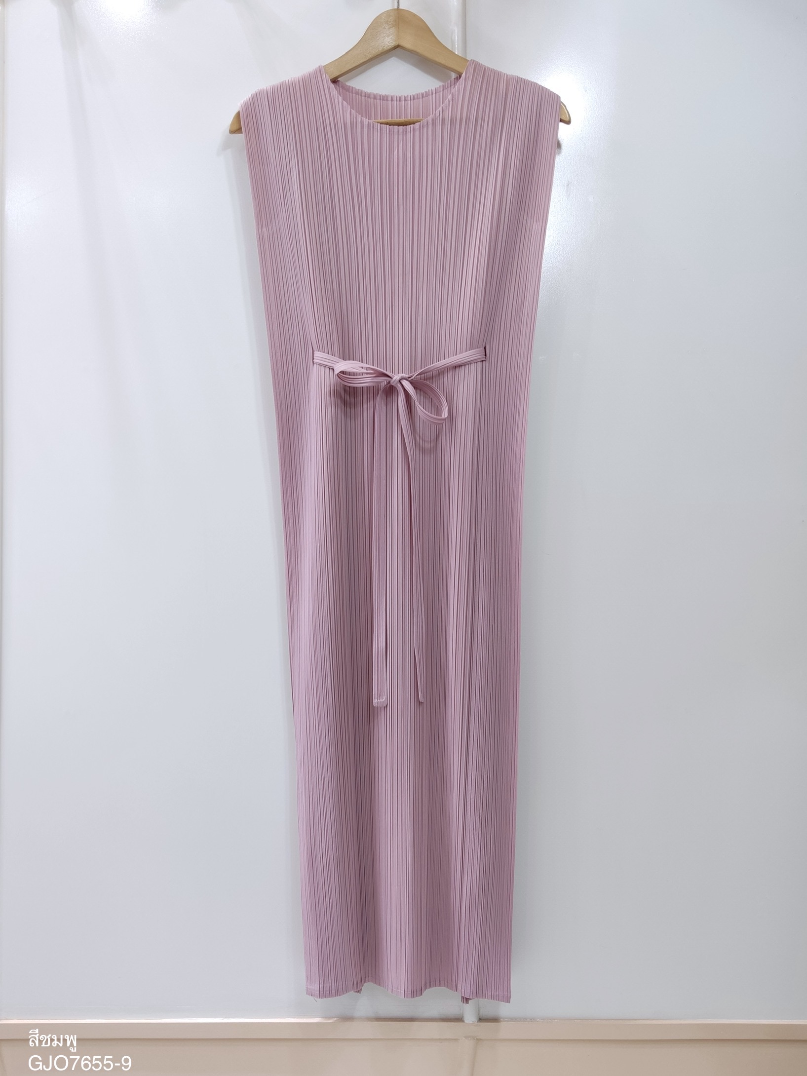 2MUAY รุ่น GJO7655 SIMPLE BOW TIE PLEATED DRESS เดรสผู้หญิง เดรสพลีทคุณภาพ 15สี FREE SIZE