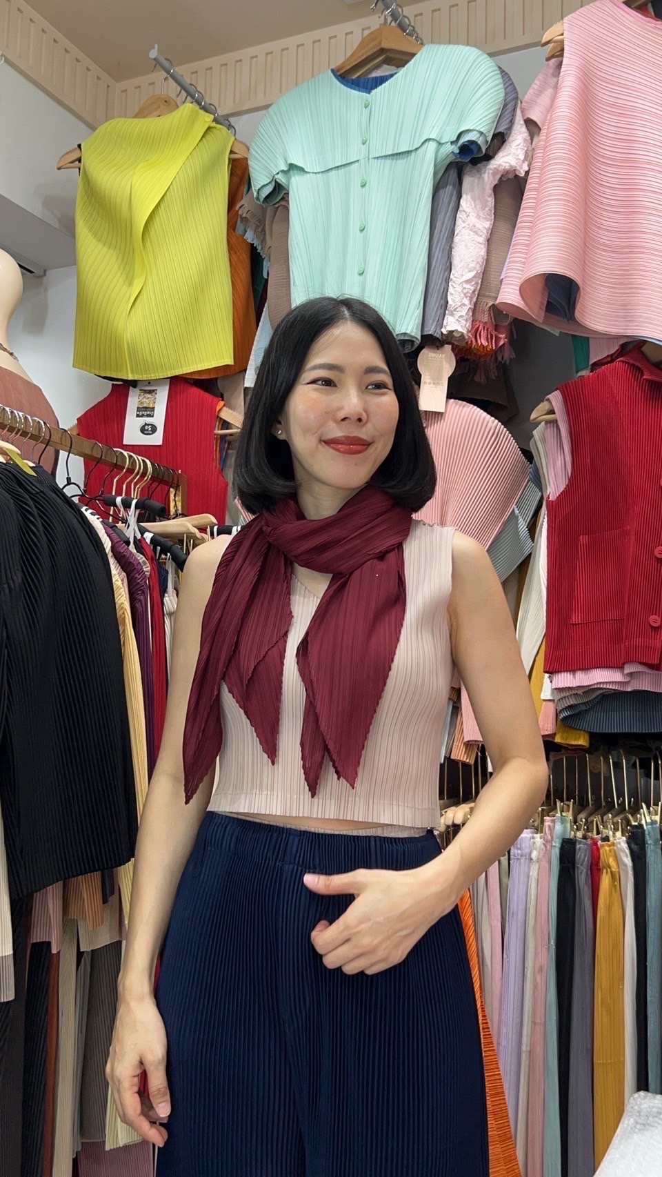 2MUAY CX1003 ผ้าพันคออัดพลีท BASIC PLEATED SCARF 21 สี