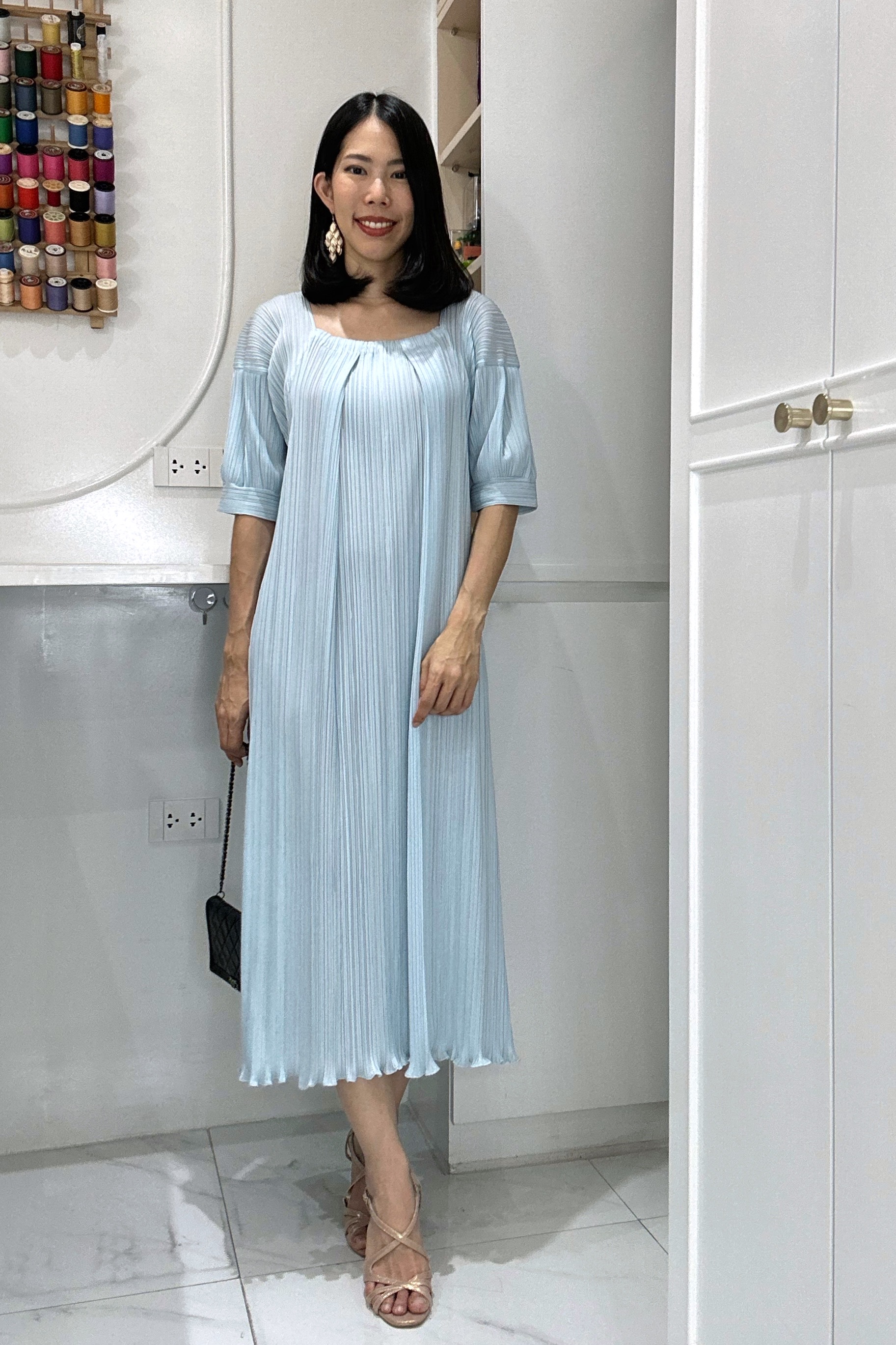 ปรับราคาลง20%!! 2MUAY รุ่น GJO2119 เดรสผู้หญิง เดรสพลีทคุณภาพ 3สี FREE SIZE SHORT SLEEVE SQUARE NECK PLEATED DRESS