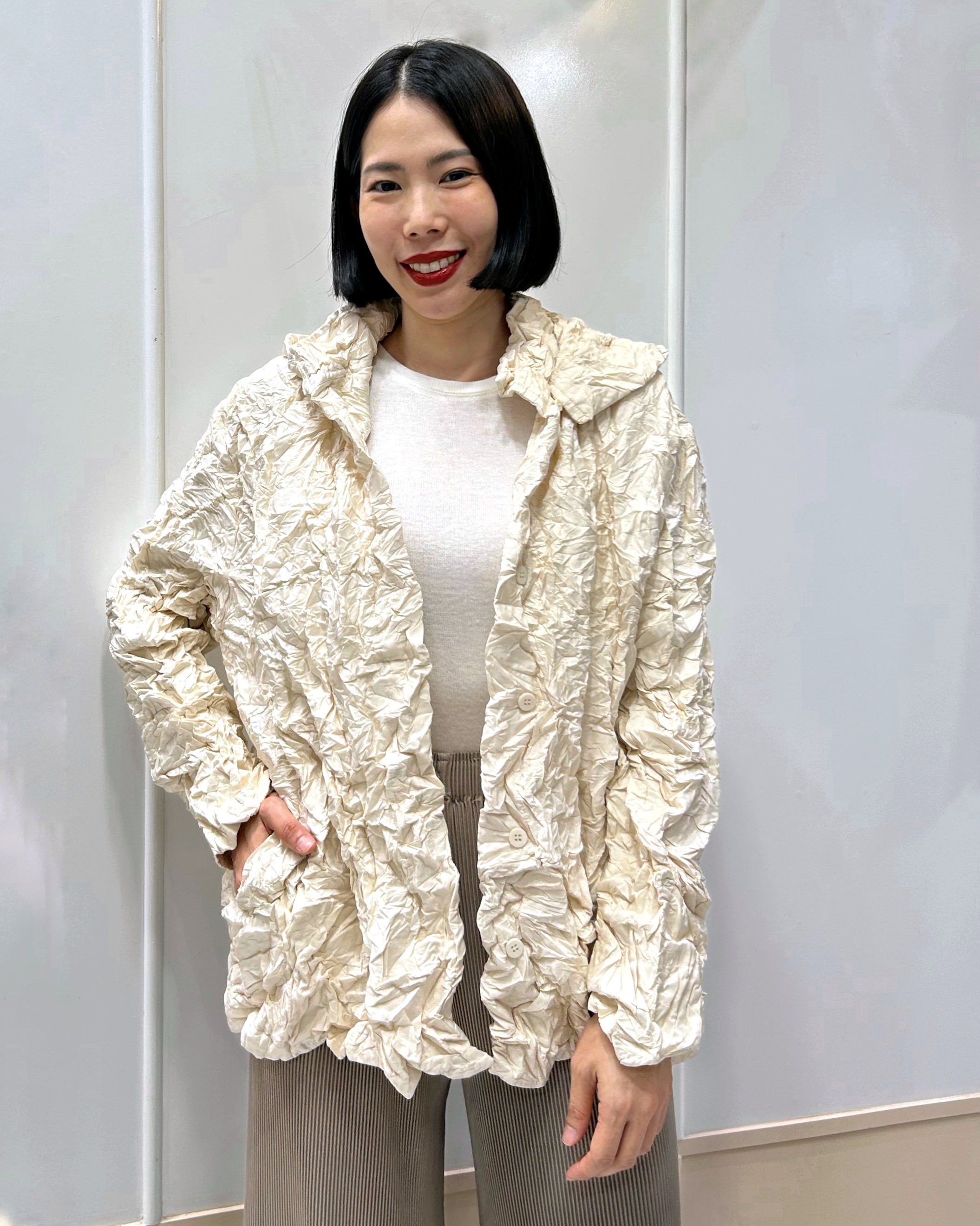 2MUAY รุ่น GJO11581 เสื้อคลุมอัดพลีท HAND PLEATED HOODED JACKET / CARDIGAN 3 สี FREE SIZE