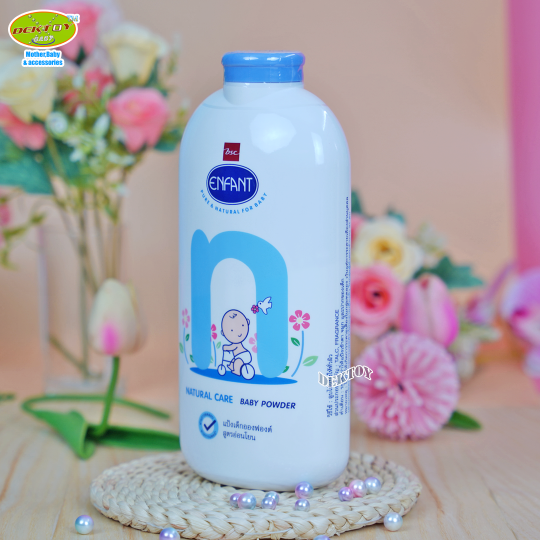 Enfant อองฟอง แป้งเด็กอองฟองต์ สูตรเนเจอร์ แคร์ อ่อนโยน 400 กรัม ฟ้า