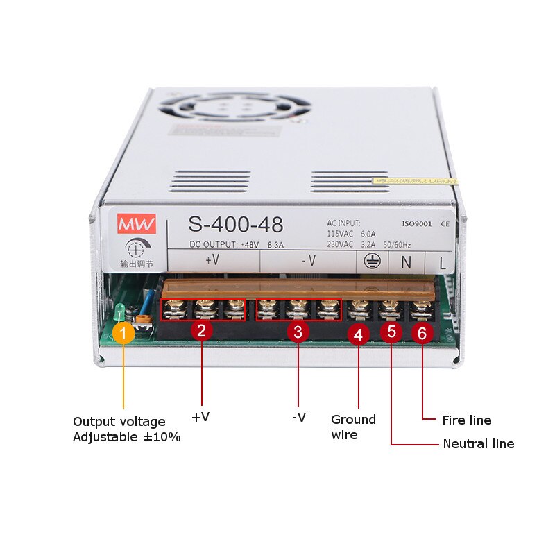 60V 6.7A สวิทชิ่งเพาเวอร์ซัพพลาย Switching Power supply ( 220v ac to 60v dc) switching power supply S-400W-60V 6.7A