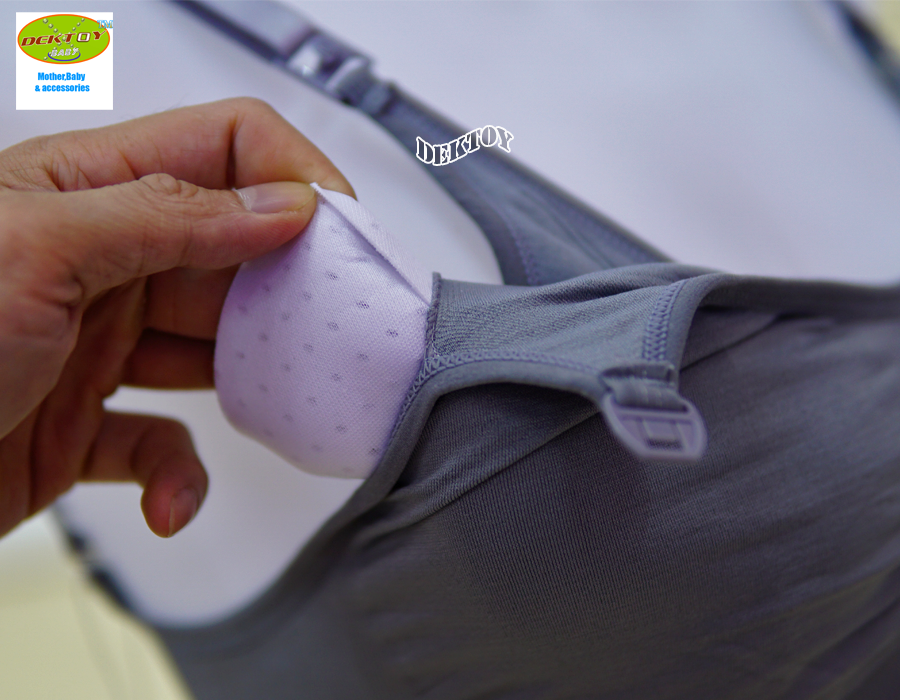 เสื้อในให้นม เสื้อในปั๊มนม ทรงสปอร์ตบรา มีช่องกรวยปั๊มนม อก 34-42 นิ้ว เทา