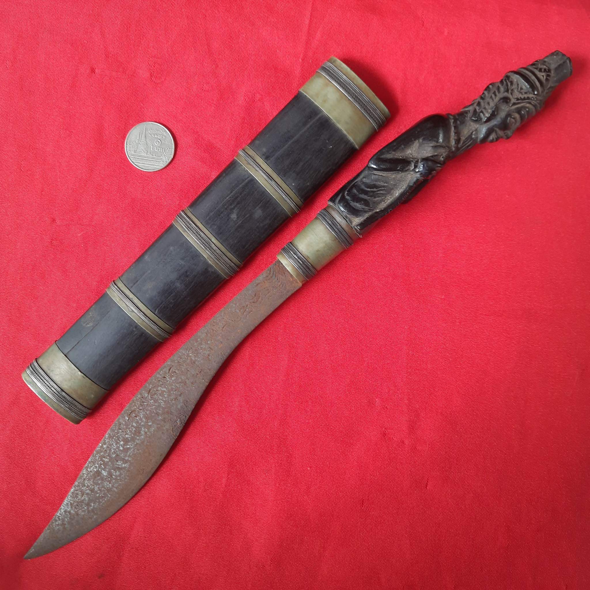 โปรไฟลุก🔥 โปรไฟลุก🔥 มีดหมอ ด้ามไม้ พญางิ้วดำ แกะสลัก พ่อแก่