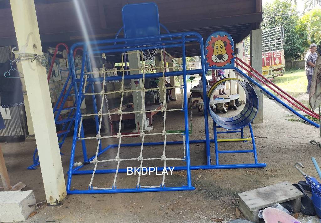 ชุดรวม E เชือกถักใหญ่ ประกอบด้วยสไลเดอร์ชิงช้าปีนป่ายแป้นบาสและถังลอดถ้ำ กระดานลื่นเหล็ก เครื่องเล่นสนามกลางแจ้ง เครื่องเล่นสนามเหล็ก OutdoorPlayground,ผลิตเครื่องเล่นสนาม,เครื่องเล่นในสนามเด็กเล่น,เครื่องเล่นงบสพฐ.,ประชารัฐ, ราคาโรงงาน