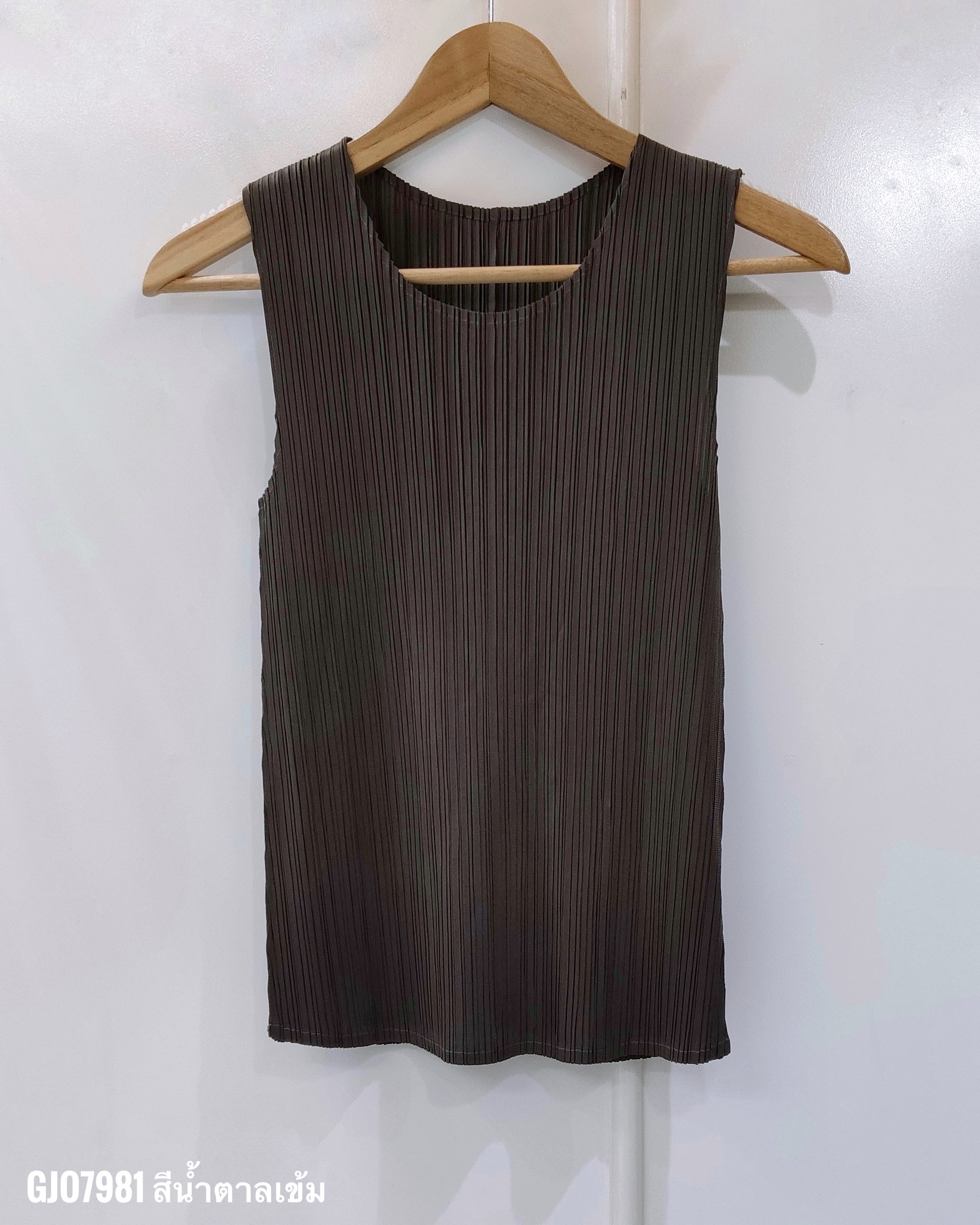 2MUAY BASIC รุ่น GJO7981 เสื้ออัดพลีทงานคุณภาพ BASIC ROUND NECK PLEATED TOP 20สี FREE SIZE