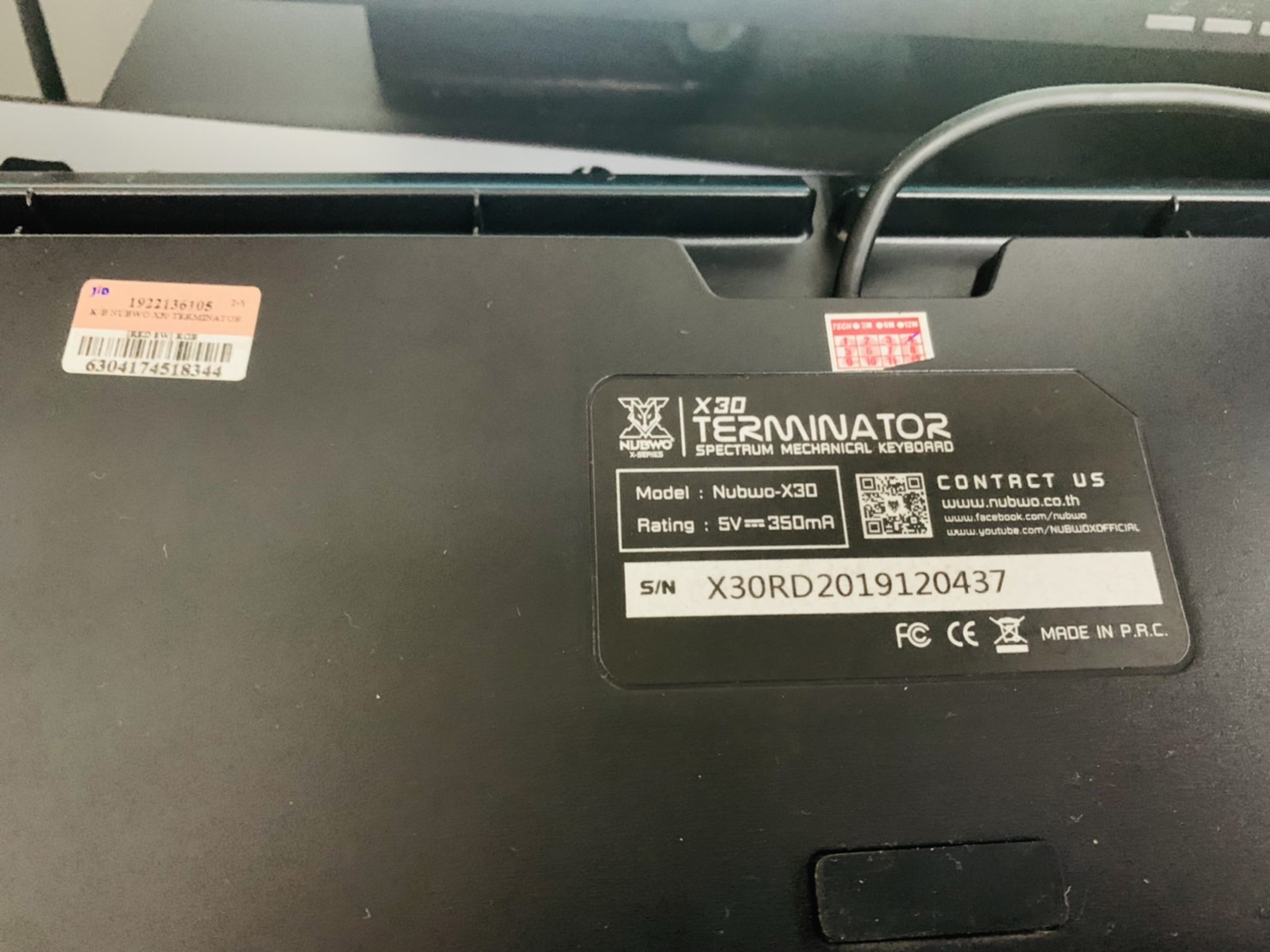 คีย์บอร์ KEYBOARD NUBWO X30 TERMINATOR (OUTEMU BLUE SWITCH) (RGB LED) (EN/TH)