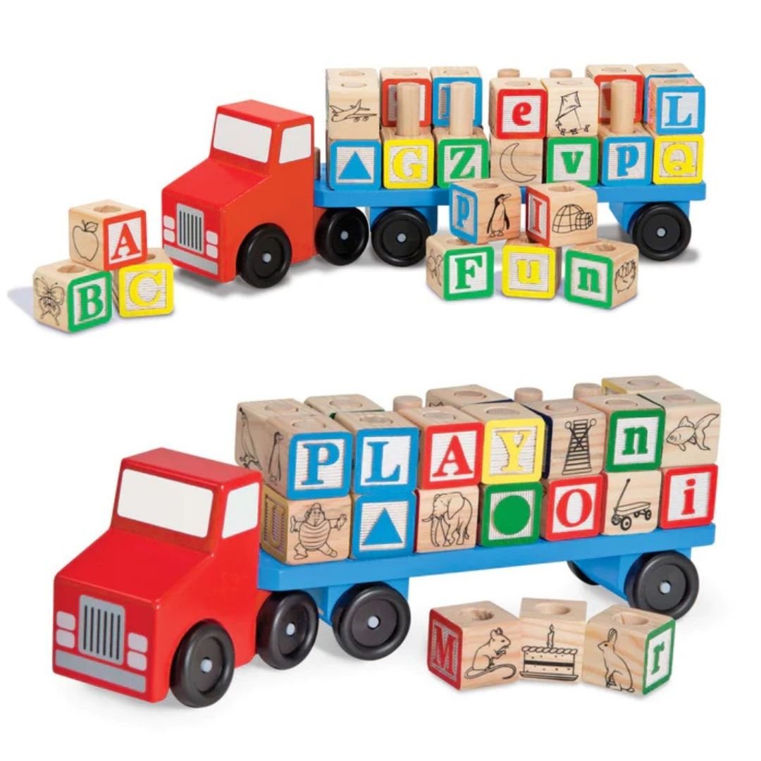 รถบล๊อกไม้ A-Z มีทั้งอักษณเล็กและอักษรใหญ่ Melissa & Doug Alphabet Truck รุ่น5175 ของเล่นเสริมพัฒนาการเด็ก