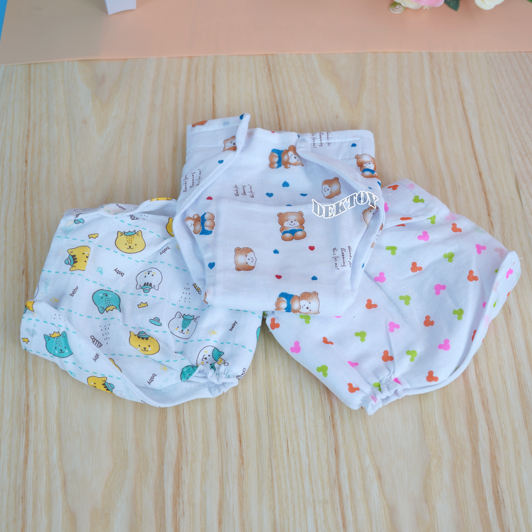 Gold Baby กางเกงผ้าอ้อมสาลูเป้าหนาขาจั๊มซักได้แพ็ค 12 ผืน