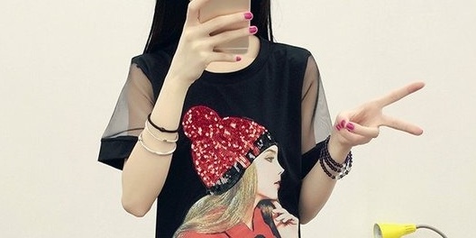 เดรสแฟชั่น แขนซีทรู ลายตามแบบ สีดำ