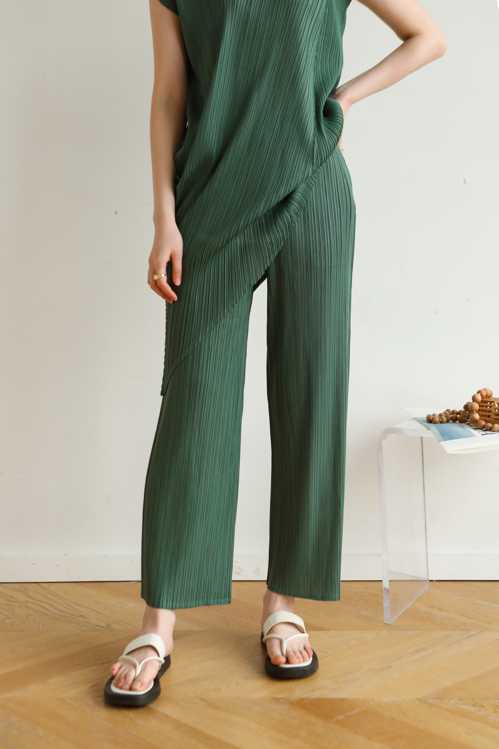 ยาว37นิ้ว! 2MUAY BASIC รุ่น GJO8312 กางเกงผู้หญิง กางเกงอัดพลีทคุณภาพ BASIC STRAIGHT PLEATED PANTS 12สี FREE SIZE