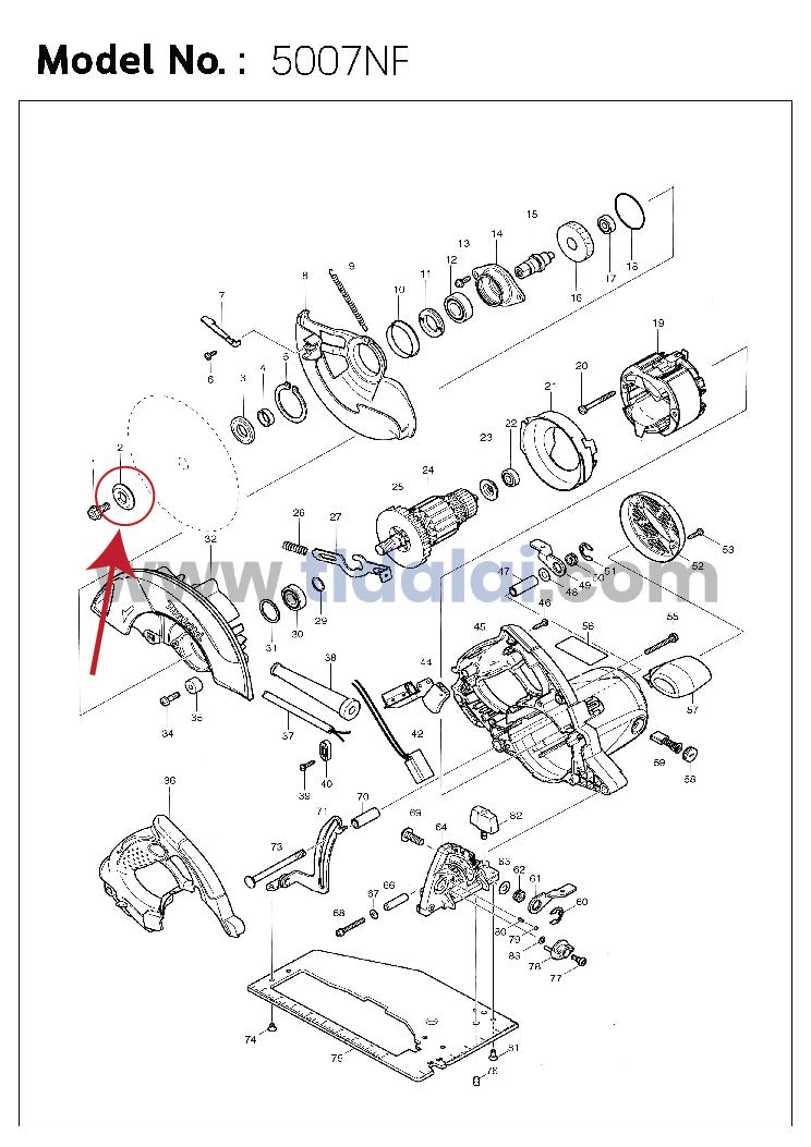 ประกับใบ ตัวนอก (แท้) ล็อคใบ เลื่อยวงเดือน Makita มากีต้า รุ่น 5007N, 5007NF, HS7010, 5008MG #2, SP6000 (224409-4) (อะไหล่แท้ 100%) OUTER FLANGE 35