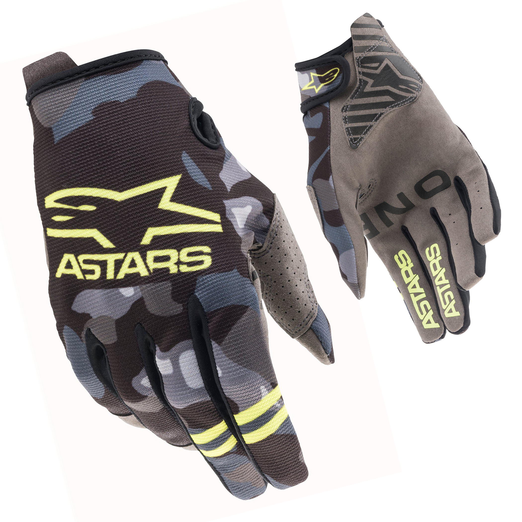ถุงมือ Alpinestar 2021 RADAR GLOVES Gray Camo/Yellow Fluo