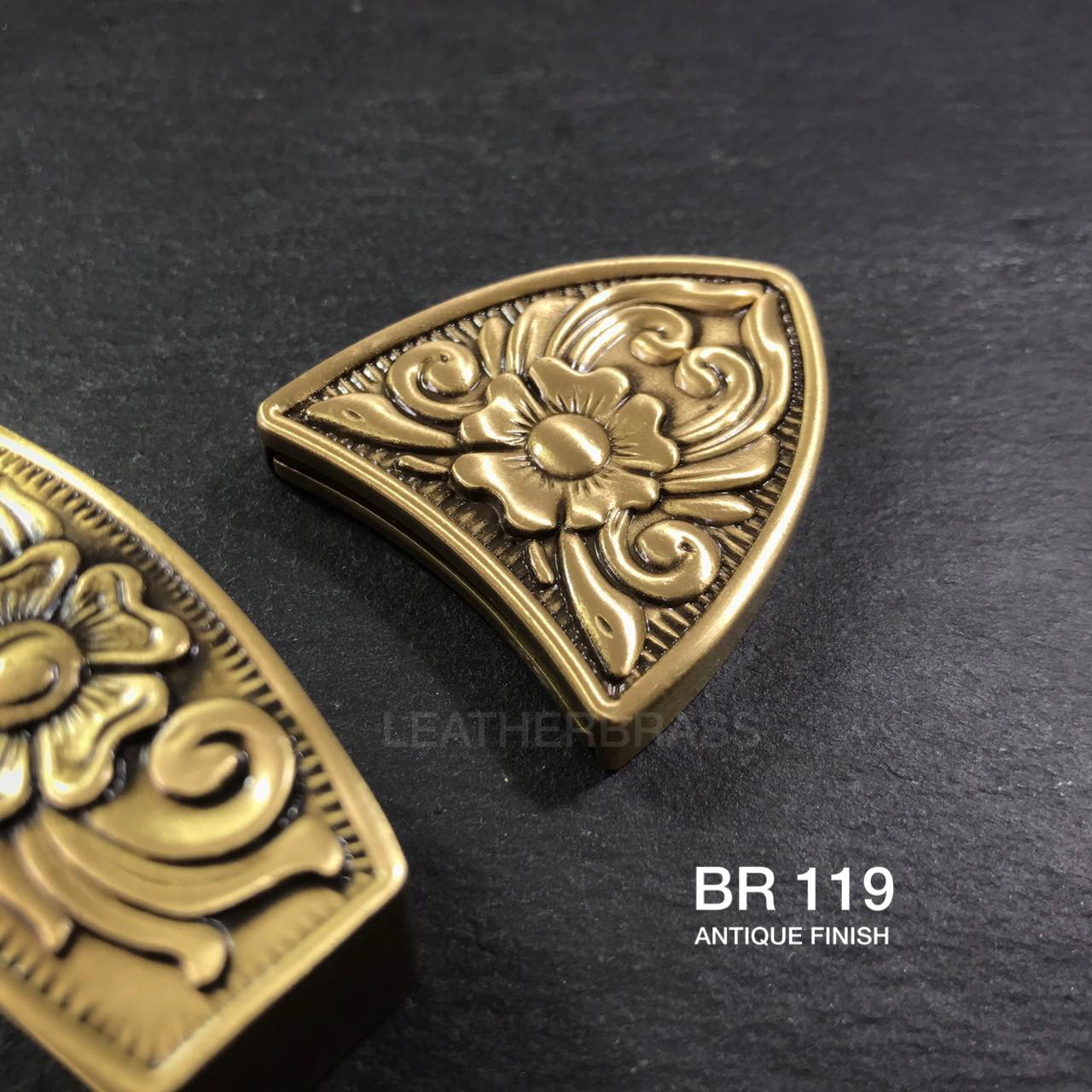 BR119 ชุดหัวเข็มขัดตอกลายญี่ปุ่น หัวเข็มขัดเนื้อทองเหลืองแท้ อะไหล่ทองเหลือง leatherbrass**ราคาต่อชิ้น**