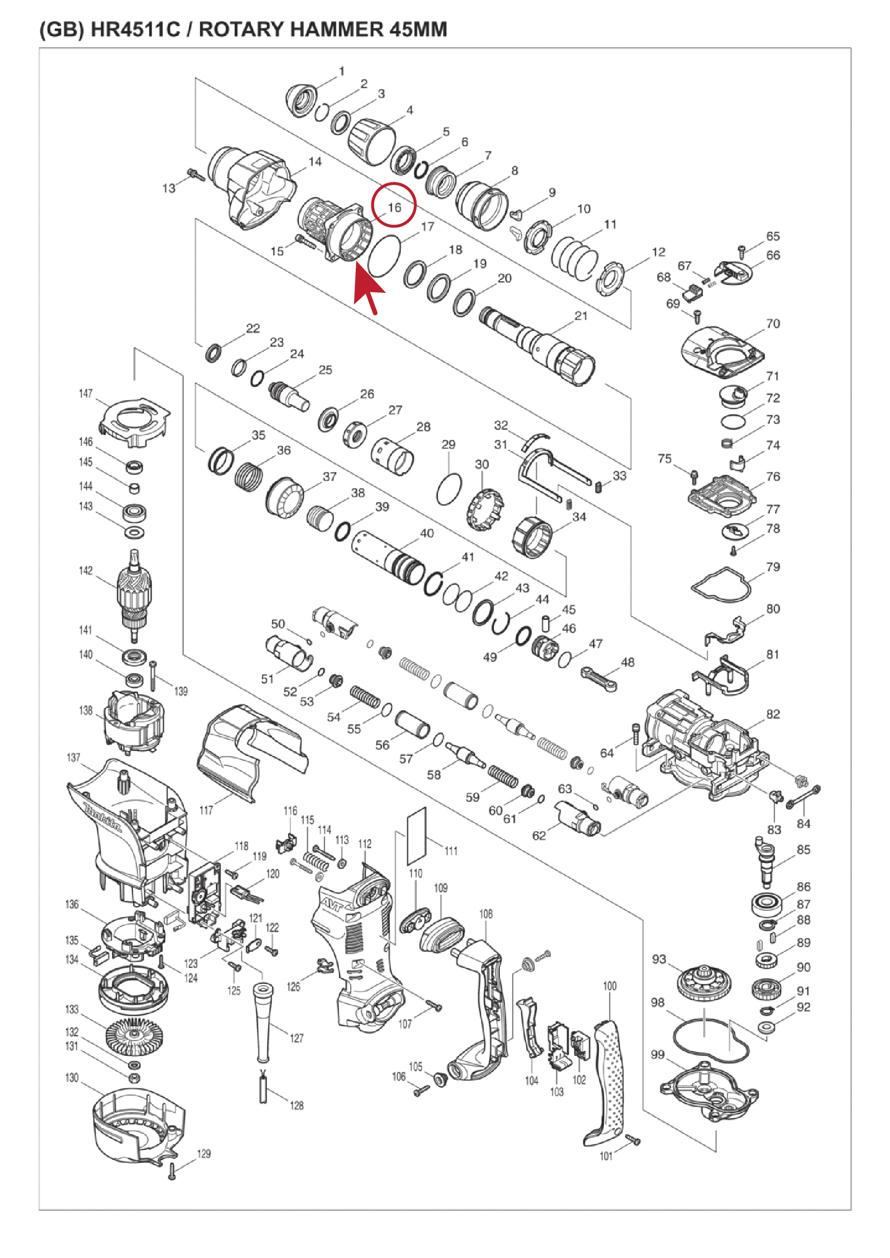 โอริง เสื้อกระบอกสูบ (แท้) (213604-1) สกัด, สว่านโรตารี่ Makita มากีต้า รุ่น HM1201 #21, HM1211B #29, HR4030C, HR4041C #44, HR2010 #9, HR3850 #60, HR4511C #16 (213604-1) (อะไหล่แท้ 100%) โอริง 50X2mm.
