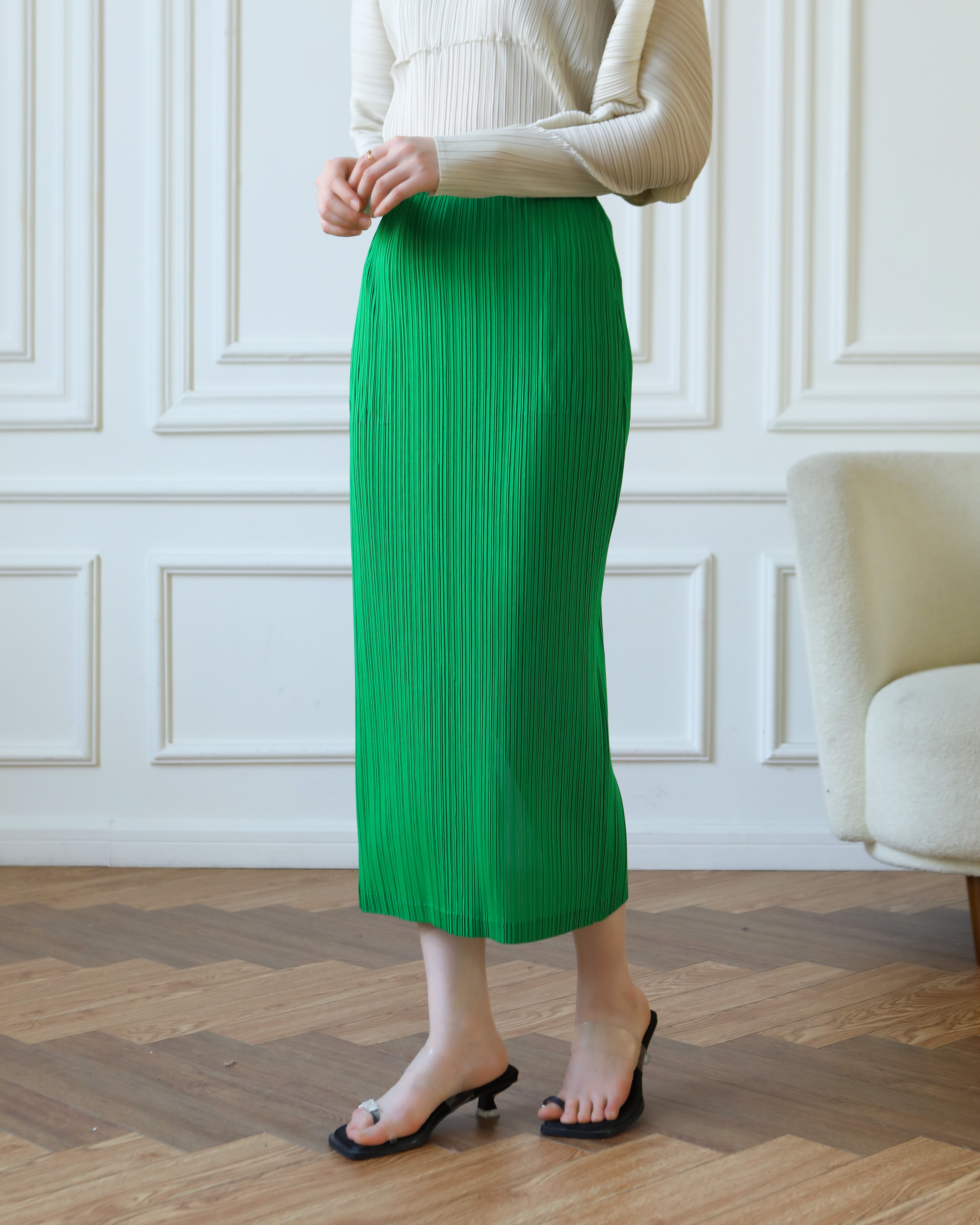 ยาว 34นิ้ว! 2MUAY BASIC รุ่น GJO6672P กระโปรงผู้หญิง กระโปรงพลีทคุณภาพ FREE SIZE PENCIL PLEATED SKIRT