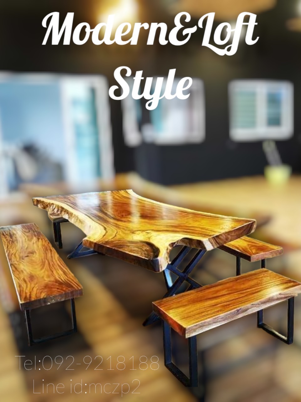 💎#งานไม้ฉำฉาโครงเหล็กอย่างดี💡#Furniture #Industriastyle 🔖#loftstyle #MODERNstyle💸 14-09-002