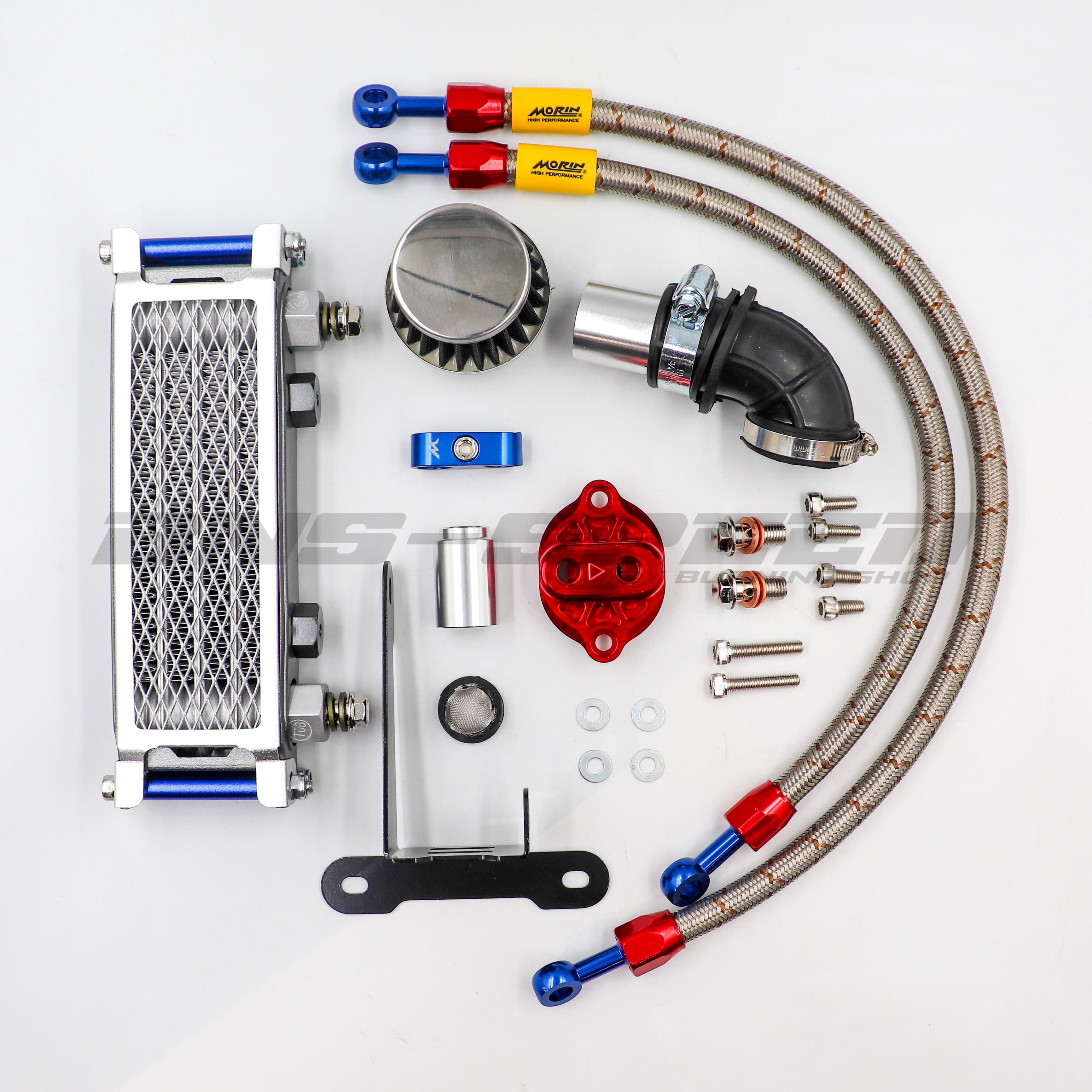 ออยคูลเลอร์ Morin Monkey125 2022- Oil Cooler Kit - เสาน้ำเงิน แบบถอดกรองอากาศ