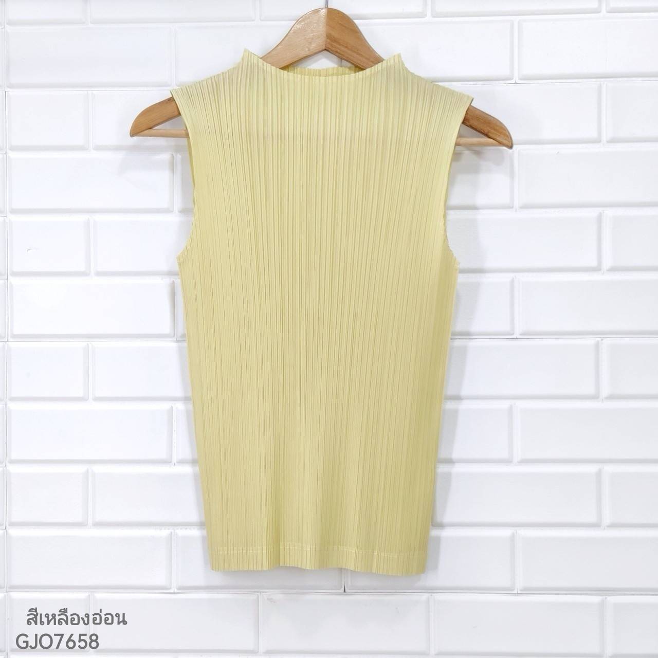 2MUAY BASIC รุ่น GJO7658 BASIC HIGH NECK PLEATED TOP เสื้ออัดพลีทงานคุณภาพ 22สี FREE SIZE