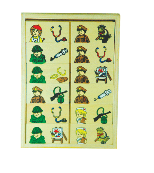 01128 ของเล่น, โดมิโนอาชีพ จับคู่อาชีพ เครื่องมือ, ของเล่นไม้, ของเล่นเสริมพัฒนาการ, ของเล่นเด็กอนุบาล, สื่อการสอนเด็กอนุบาล