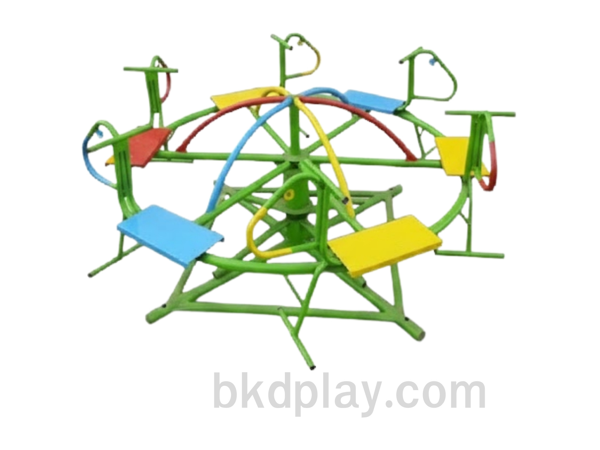 เครื่องเล่นสนาม กลางแจ้ง เหล็ก ม้าหมุน 6 ที่นั่ง Outdoor Playground, ราคาโรงงานสินค้าสั่งผลิต 10-20 วัน ขนาด 110x110x 80 ซม.