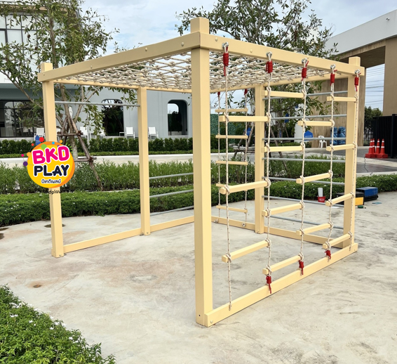 ปีนป่ายไม้ ปีนป่ายเชือก,ของเล่นสนาม,เครื่องเล่นสนามไม้ ไม้เนื้อแข็งอย่างดีผลิตในไทย งานกลางแจ้ง