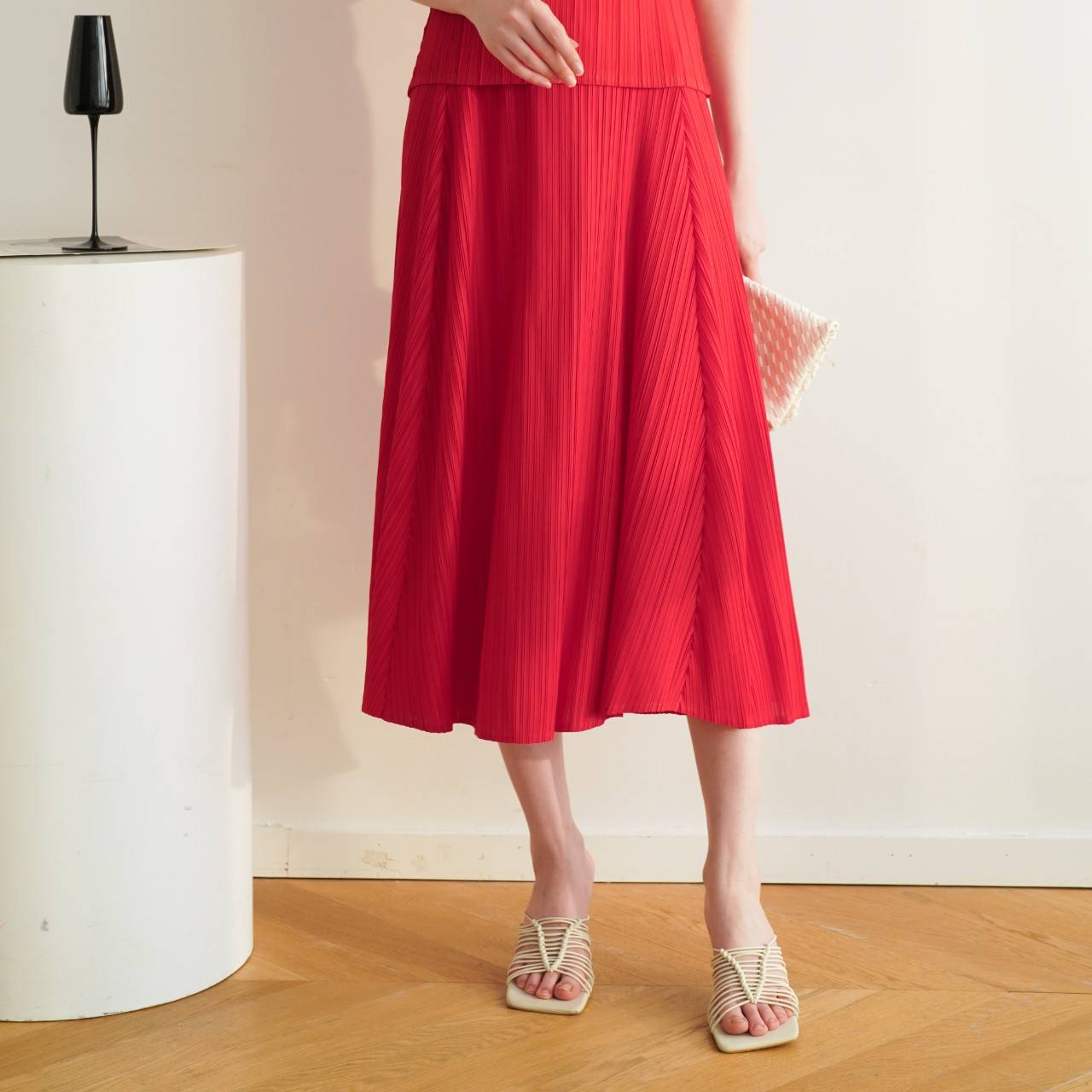 ยาว 31นิ้ว! 2MUAY รุ่น GJO8130 กระโปรงอัดพลีทงานคุณภาพ FLARED PLEATED SKIRT 20สี FREE SIZE