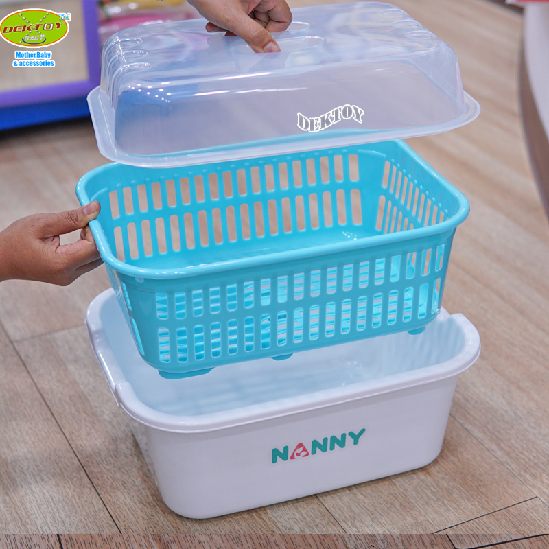 NANNY แนนนี่ ที่คว่ำขวดนมมีฝาปิดแนนนี่ N216 สีขาว ฟ้า