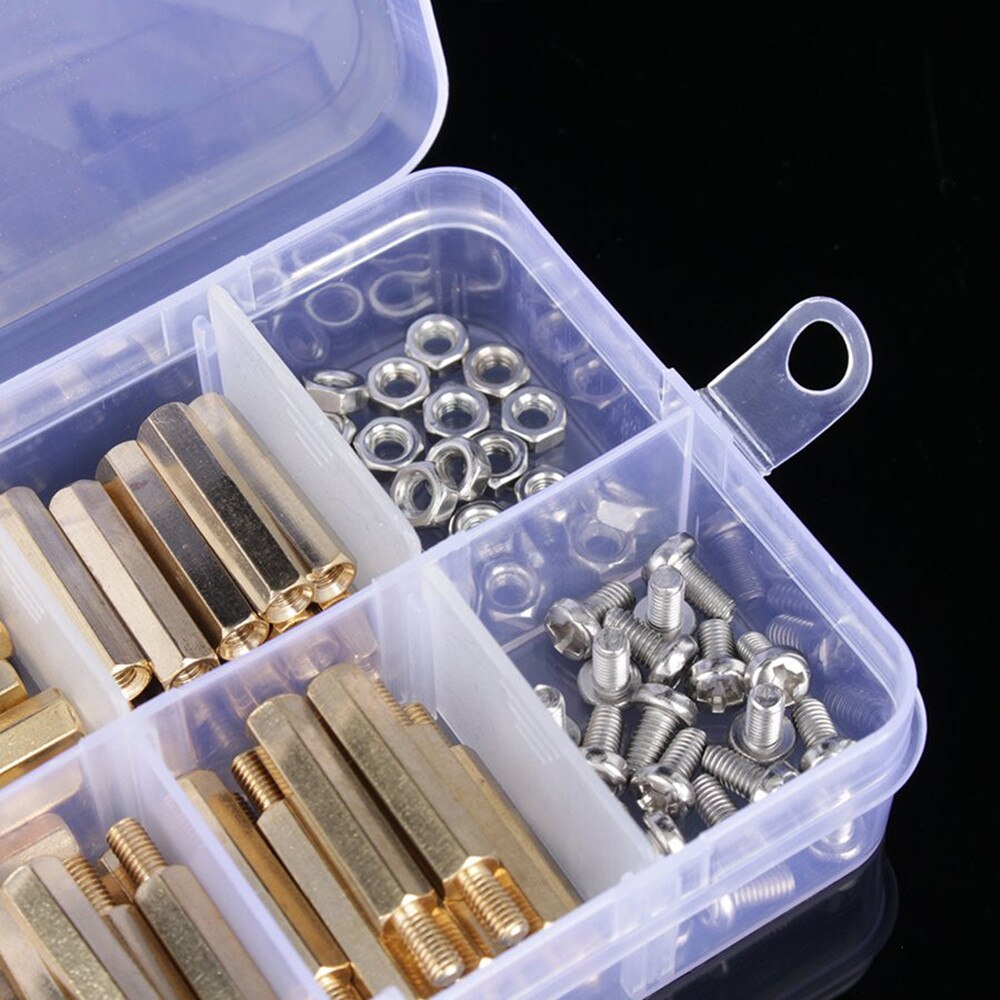 ชุดเสาทองเหลือง 120pcs box set M3 stainless steel screws and nuts brass hexagonal copper column pillar spacer combination