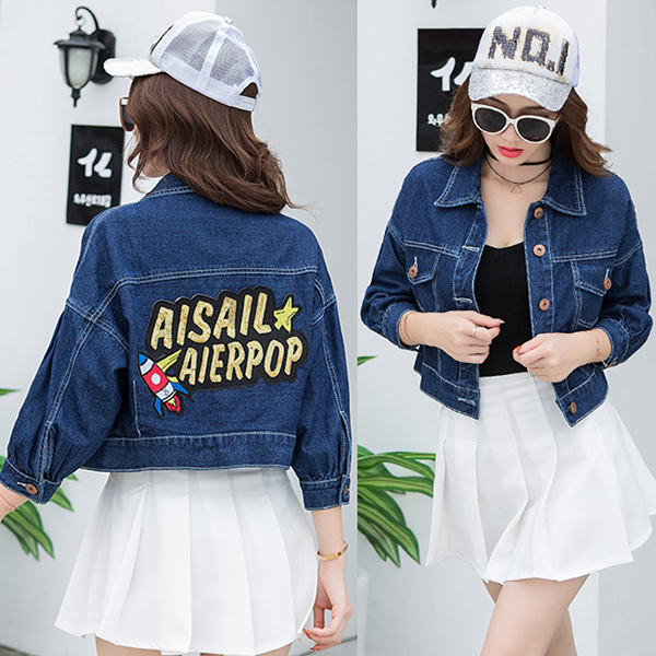 เสื้อแจ็คเก็ตยีนส์หนาฟอกนิ่ม หลังปักลายสวย-11871