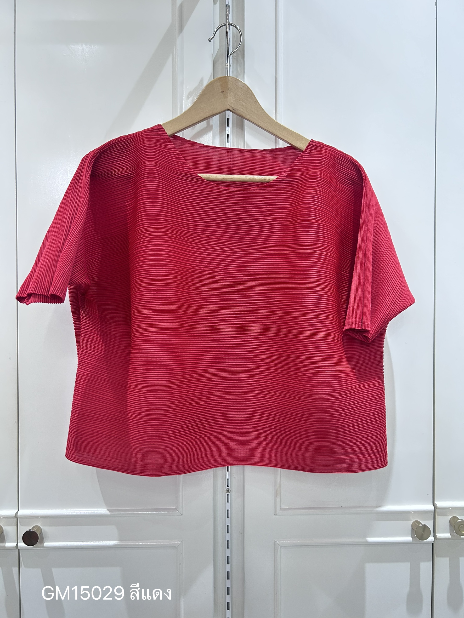 อกถึง48 2MUAY GM15029 เสื้ออัดพลีท SHORT SLEEVE PLEATED TOP 28 สี FREE SIZE