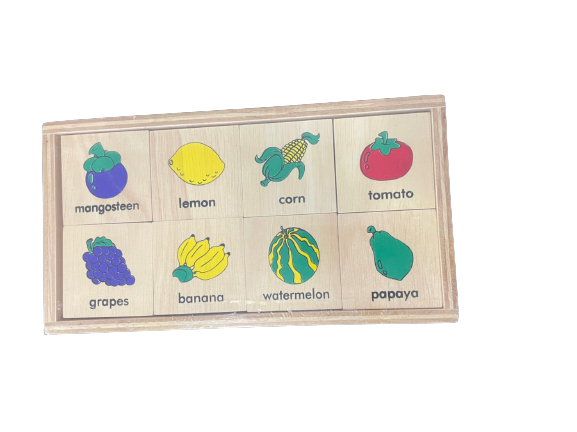 จับคู่ภาพผัก-ผลไม้, ภาษาอังกฤษ ของเล่นไม้, ของเล่นเสริมพัฒนาการ, ของเล่นเด็ก, สื่อการสอนเด็ก