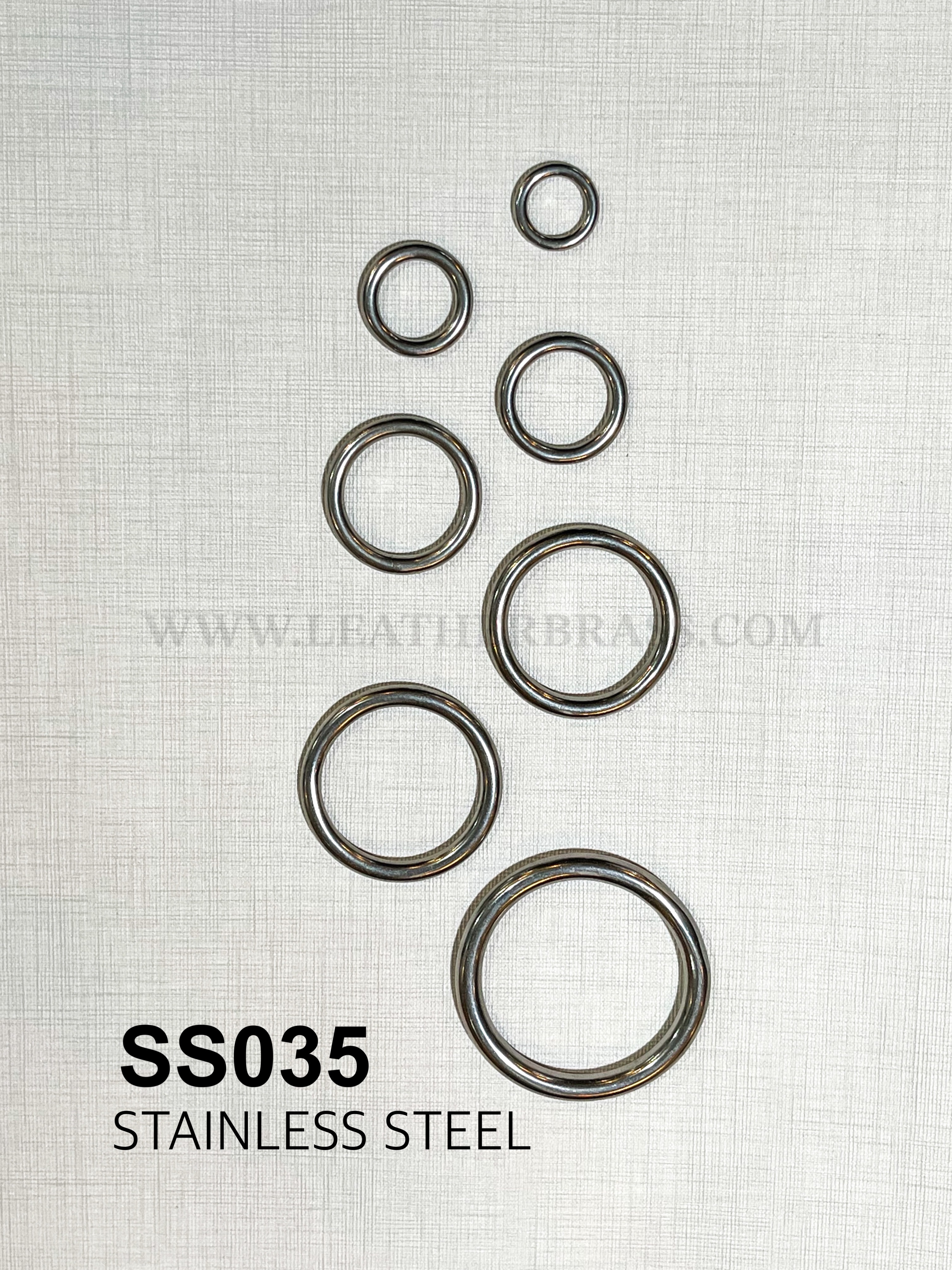 SS035 ห่วงกลมสเตนเลส ไม่มีรอยต่อ อะไหล่ทองเหลืองแท้ อุปกรณ์งานหนัง **ราคาต่อชิ้น**