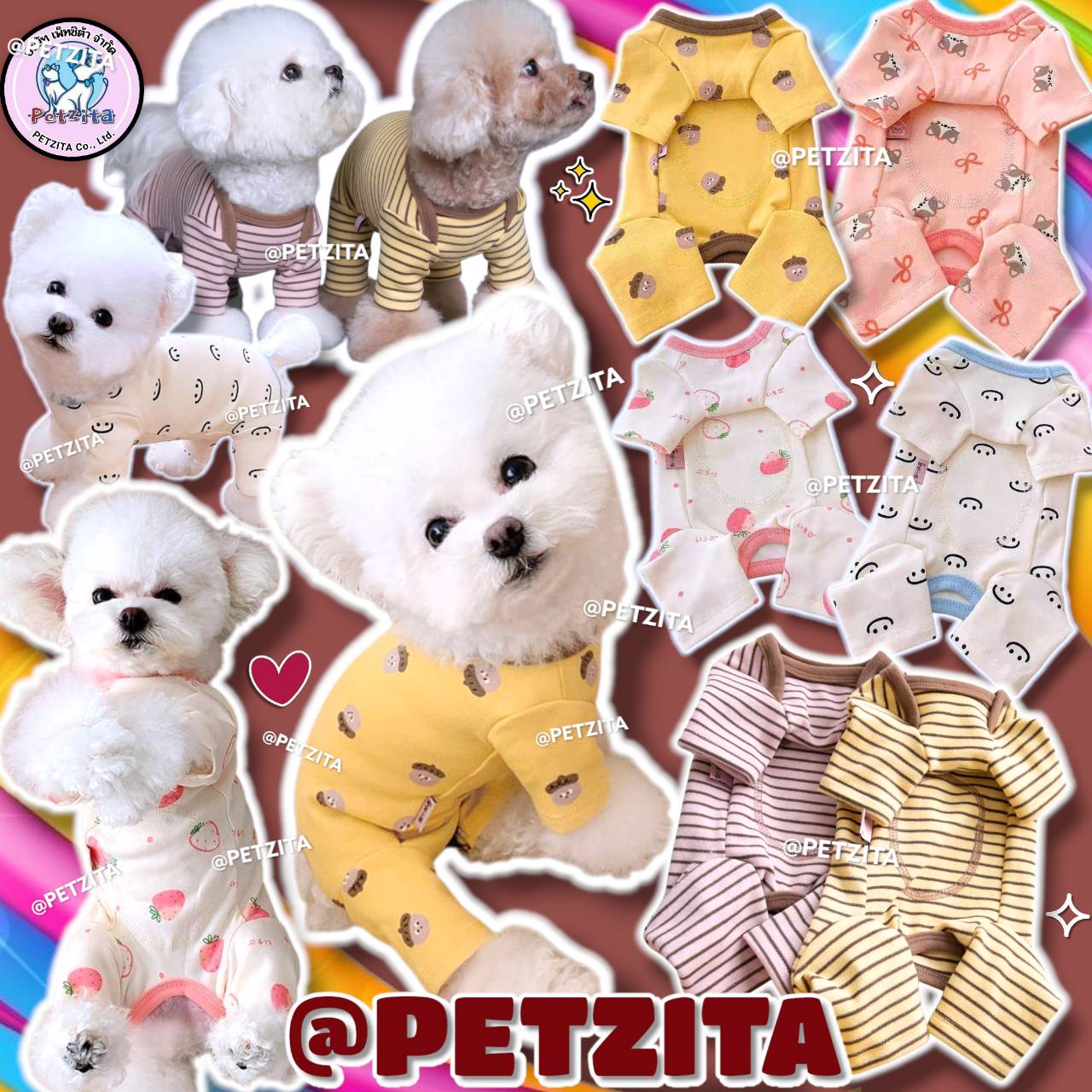 🇹🇭พร้อมส่ง🇹🇭 ชุดนอนปิดพุง ลายแฟนซี ชุดสวมสี่ขาสัตว์เลี้ยง เสื้อผ้าสุนัข เสื้อผ้าแมว