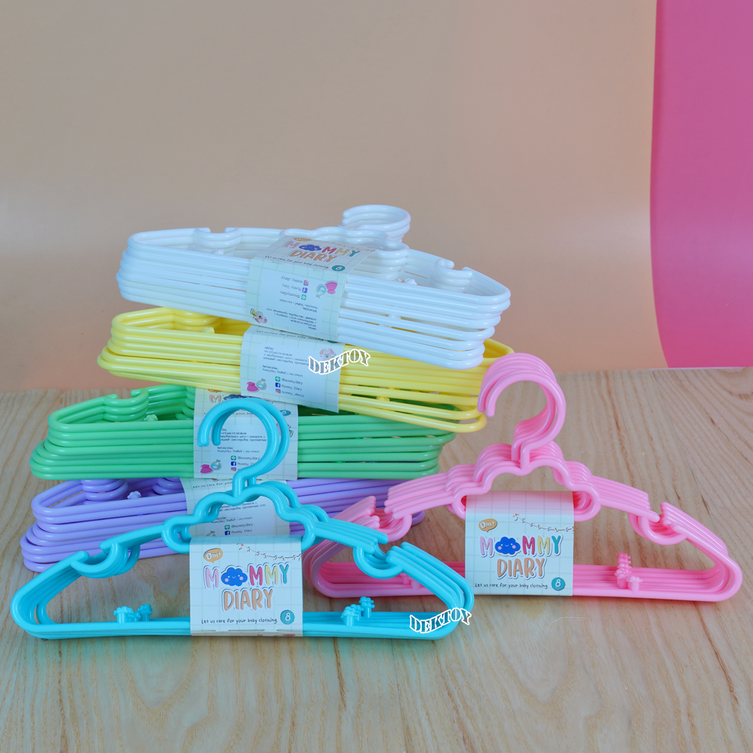 MommyDiary ไม้แขวนเสื้อเด็ก ไม้แขวนผ้าเด็ก 1 แพ็คมี 8 ชิ้น