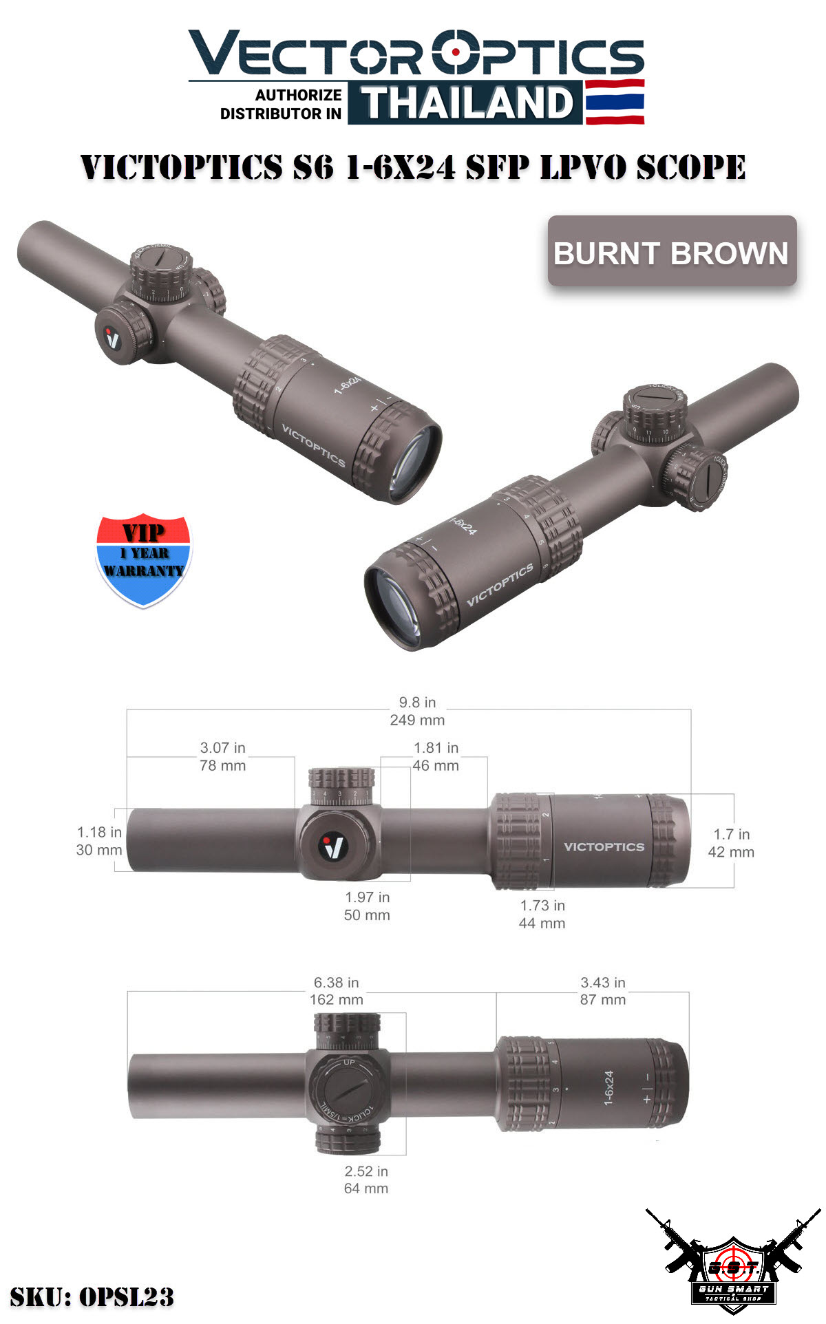 VICTOROPTICS S6 1-6×24 S6 1-6x LPVO Fiber SFP Best Budget Rifle Scope
