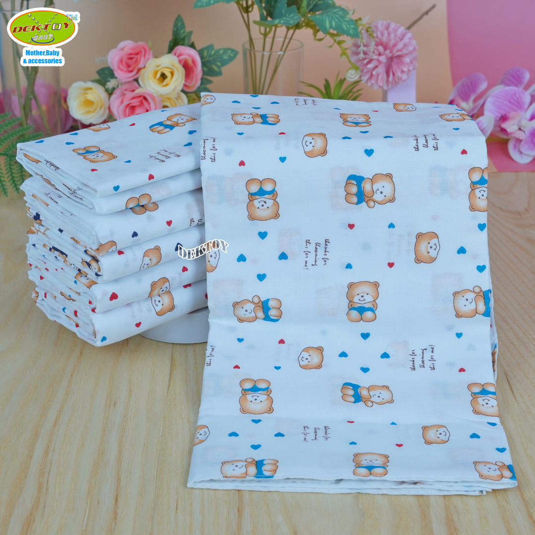 Gold Baby ผ้าอ้อมสาลู 2 ชั้นเกรดA ลายหมีหัวใจ 12 ผืน