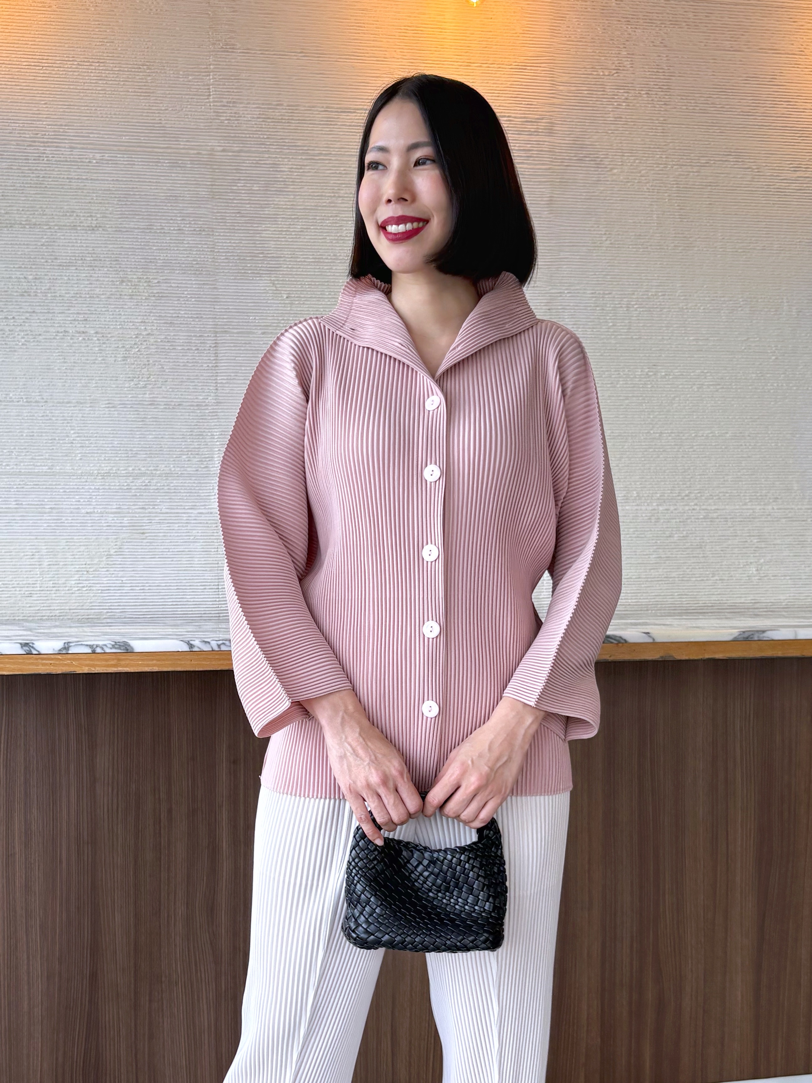 2MUAY รุ่น GA67805 เสื้ออัดพลีท THICK LONG SLEEVE BUTTON FRONT PLEATED TOP 6 สี FREE SIZE