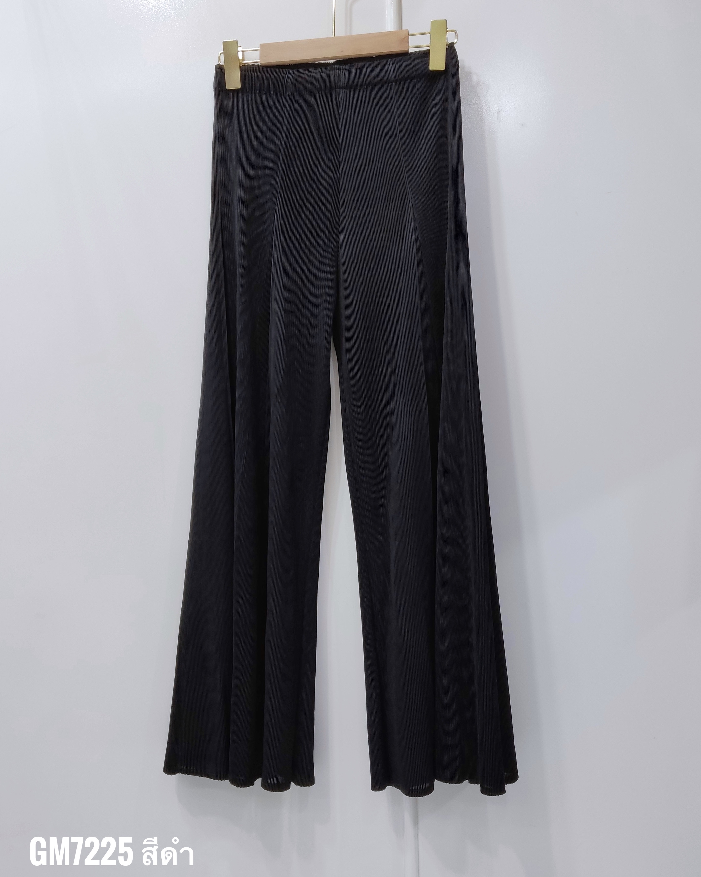 ยาว 37 นิ้ว 2MUAY รุ่น GM7225 กางเกงอัดพลีท FLARE PLEATED PANTS สีดำ FREE SIZE