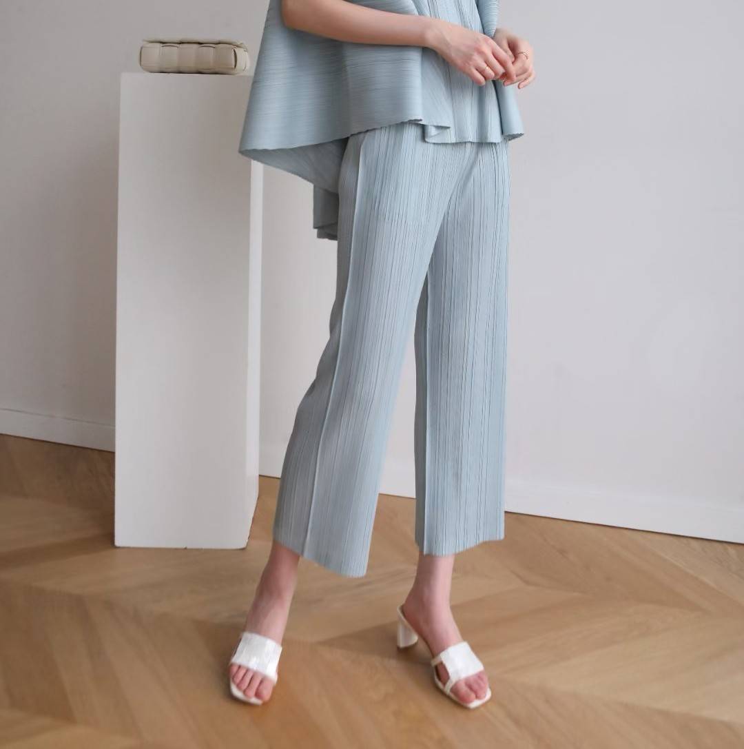 ยาว34นิ้ว! 2MUAY BASIC รุ่น GJO7573 กางเกงอัดพลีทคุณภาพ STRAIGHT PLEAT PANT 12สี FREE SIZE