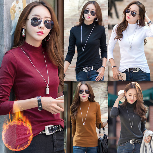 เสื้อคอปีนแขนยาว ผ้าคอตตอนซับกำมะหยี่กันหนาว-12432