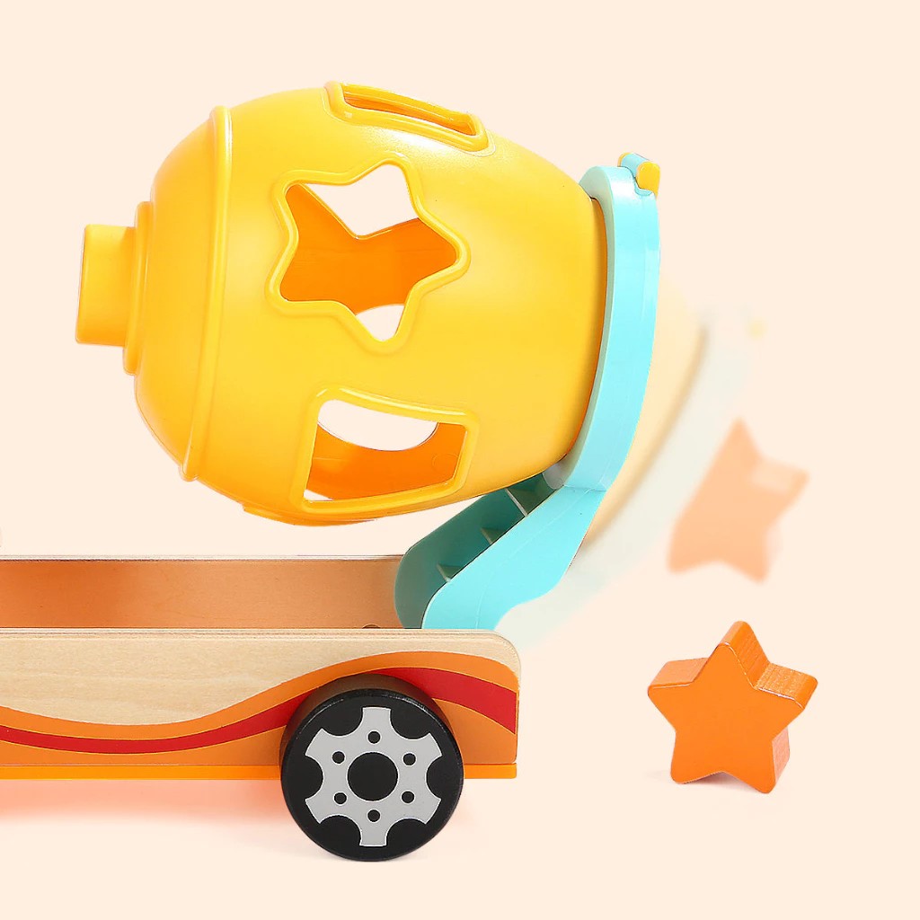 รถโม่ปูนหยอดบล็อกเรขาคณิต, หยอดบล็อก,บล็อกเรขาคณิต,เรขาคณิต,บล็อก,ของเล่นเสริมทักษะการเรียนรู้, ของเล่นเสริมพัฒนาการเด็กอนุบาล, สื่อการสอนปฐมวัย, พร้อมส่ง