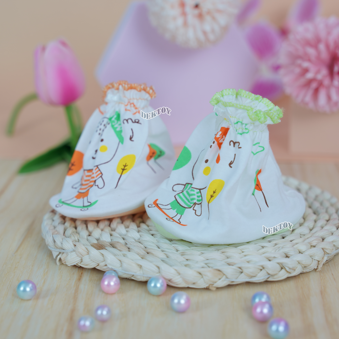 Nana ถุงมือ1คู่ ถุงเท้า1คู่ เด็กแรกเกิดทูโทน