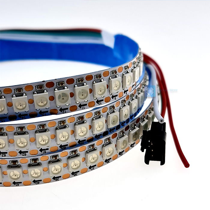 แถบ LED strip 5V RGB ยาว 1m 144 ดวง [แถบสีขาว] แบบ WS2812B 5050 SMD ใช้สายเพียง 3 เส้น